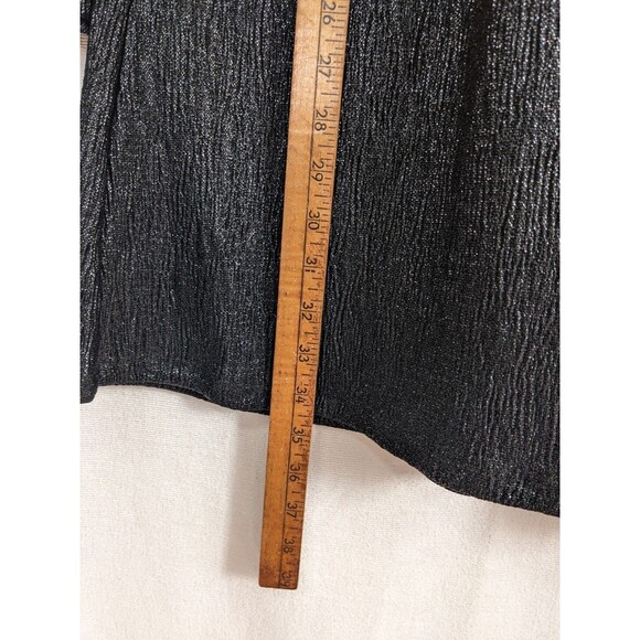 Zara Faux Wrap Dress Metallic Black Shimmer Slinky Textured Sz 8 (S/M) - Picture 6 of 8